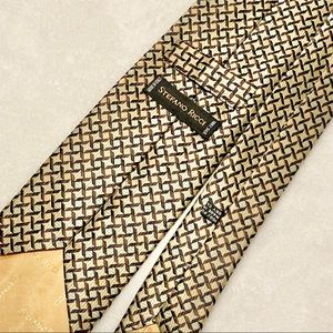 Stefano Ricci Silk Woven Geometric Tie Gold